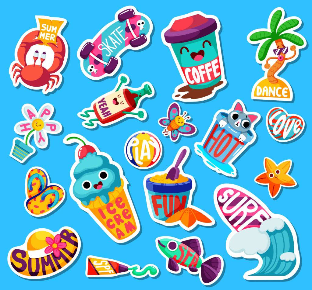 Summer stickers and emblems